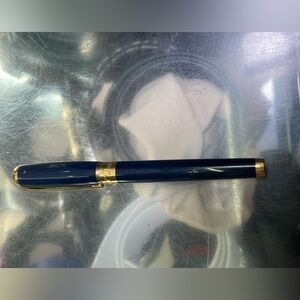 S.T. DuPont Blue X Gold Twist Ballpoint Pen (Montblanc Ink inside)